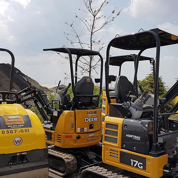 equipment cranes parked